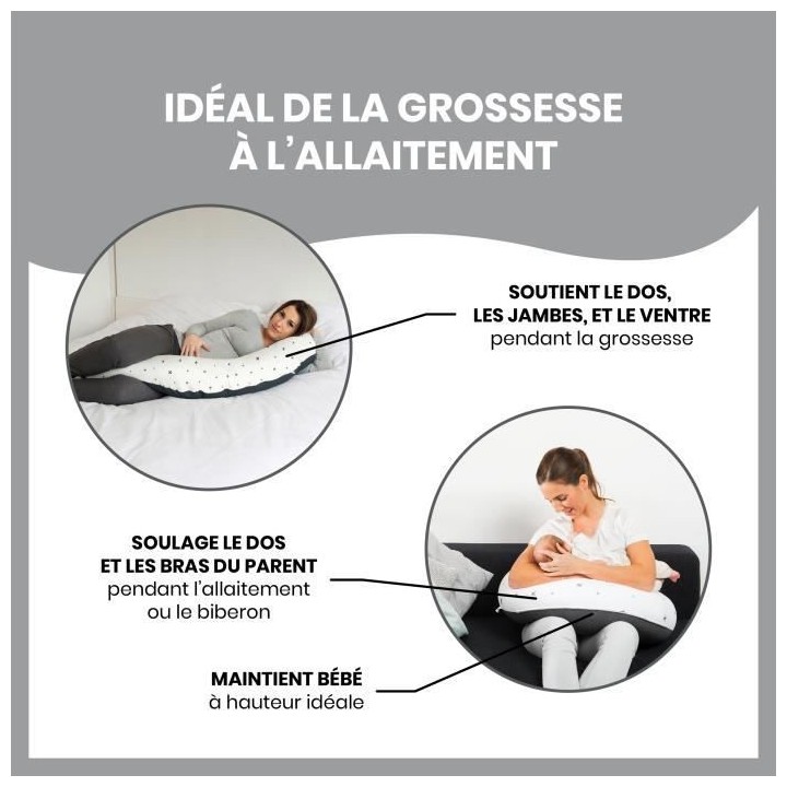 Babymoov Coussin de Maternité doomoo Grey Stars