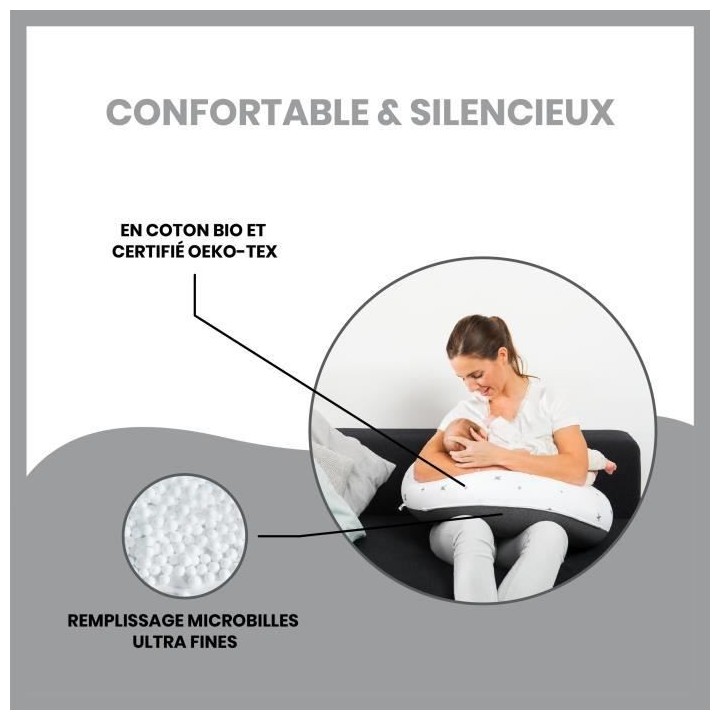 Babymoov Coussin de Maternité doomoo Grey Stars