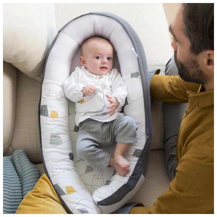 BABYMOOV Doomoo Cocoon Réducteur de lit Bear Grey - Evolutif & Respir