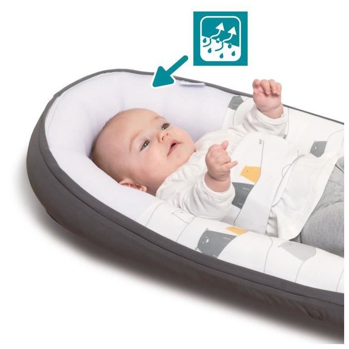 BABYMOOV Doomoo Cocoon Réducteur de lit Bear Grey - Evolutif & Respir
