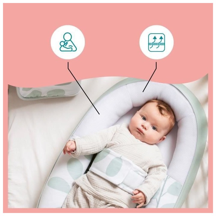 BABYMOOV Réducteur de lit doomoo Cocoon Leaves Aqua Green