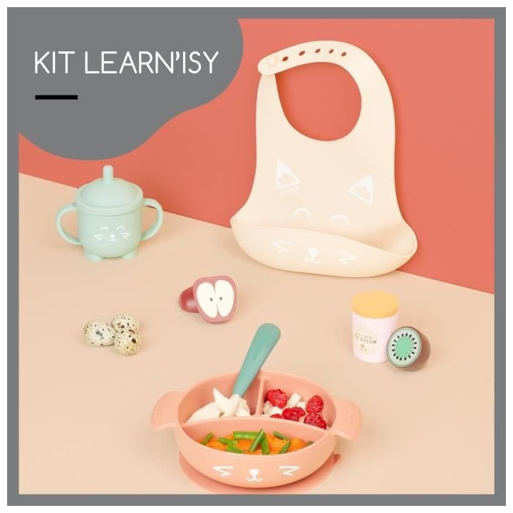 Babymoov Coffret Repas 15-24 m LEARN'ISY, 1 Bol, 1 Tasse, 1 Bavoir, 1