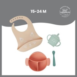 Babymoov Coffret Repas 15-24 m LEARN'ISY, 1 Bol, 1 Tasse, 1 Bavoir, 1 Cuillere, Renard