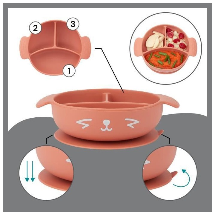 Babymoov Coffret Repas 15-24 m LEARN'ISY, 1 Bol, 1 Tasse, 1 Bavoir, 1