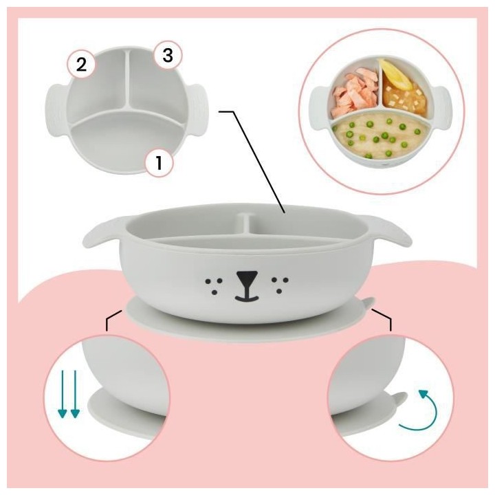 Babymoov Coffret Repas 15-24 m LEARN'ISY, 1 Bol, 1 Tasse, 1 Bavoir, 1