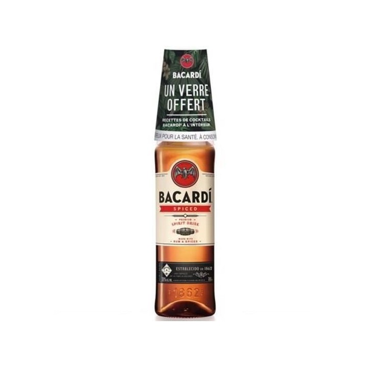Bacardi Spiced - Rhum ambré - 35,0% Vol. - 70cl + Verre