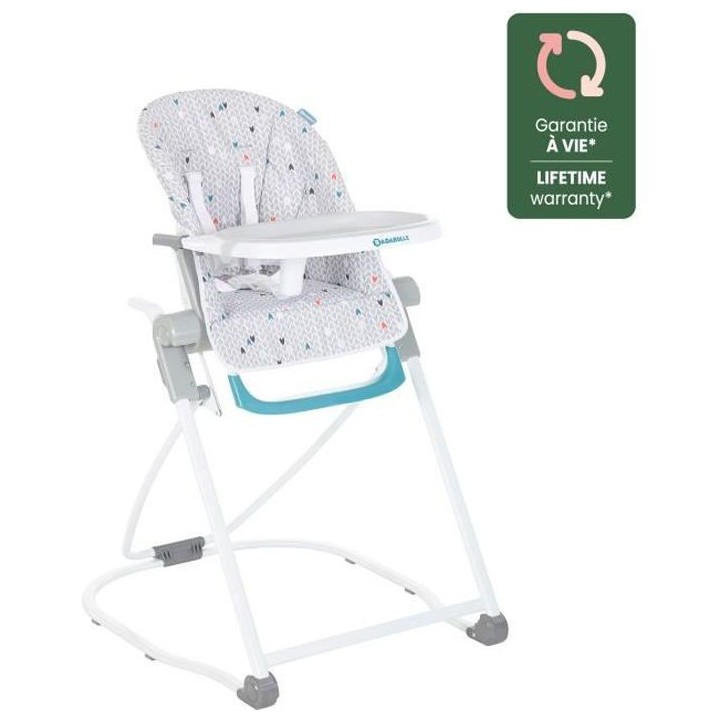 BADABULLE Chaise Haute Compacte Chevrons Grise