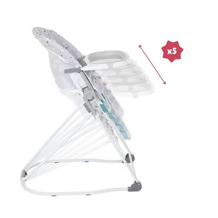 BADABULLE Chaise Haute Compacte Chevrons Grise