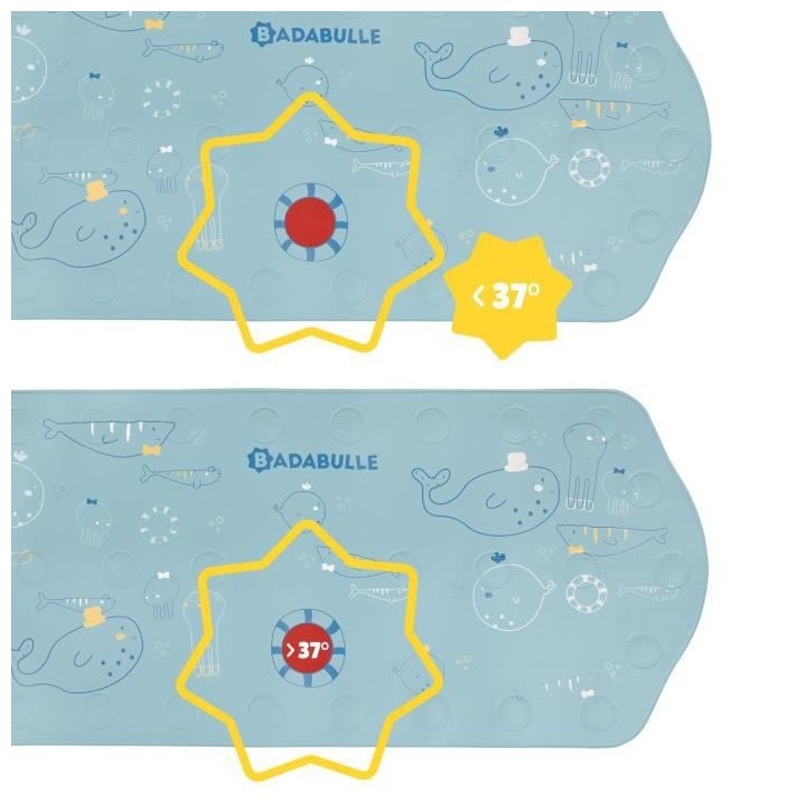 Badabulle Tapis de bain XXL antidérapant avec témoin de température