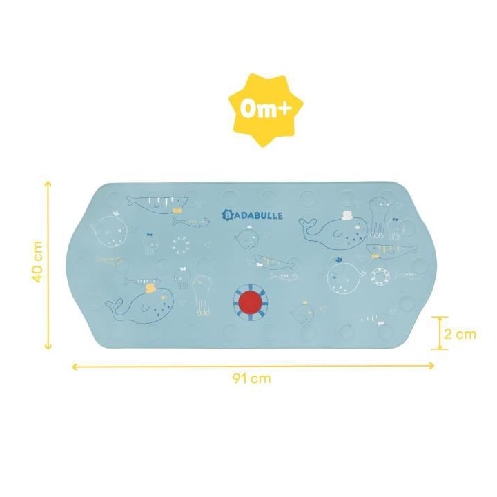 Badabulle Tapis de bain XXL antidérapant avec témoin de température