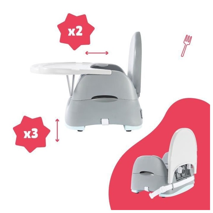 Badabulle Rehausseur de chaise Home & Go Ours - Hauteur réglable - Un