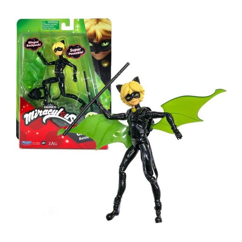 BANDAI Miraculous Ladybug - Mini-poupée 12 cm : Chat Noir et son équipement