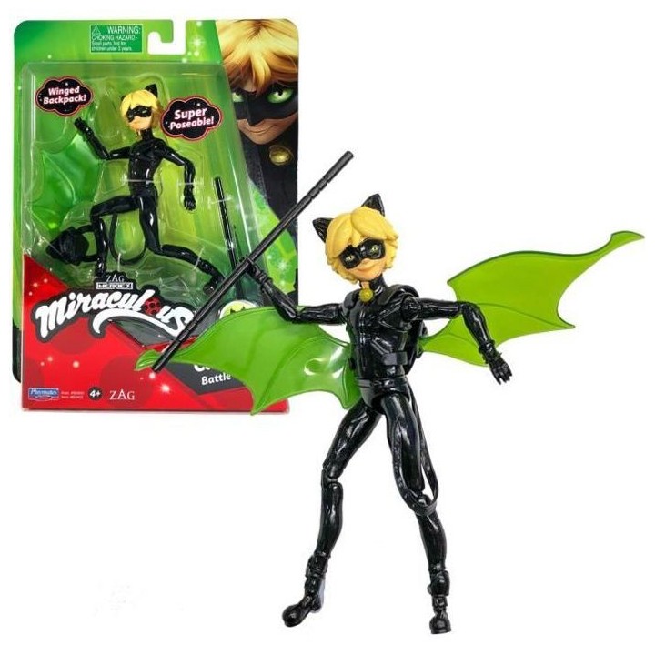 BANDAI Miraculous Ladybug - Mini-poupée 12 cm : Chat Noir et son équ