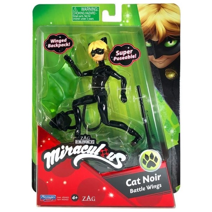BANDAI Miraculous Ladybug - Mini-poupée 12 cm : Chat Noir et son équ