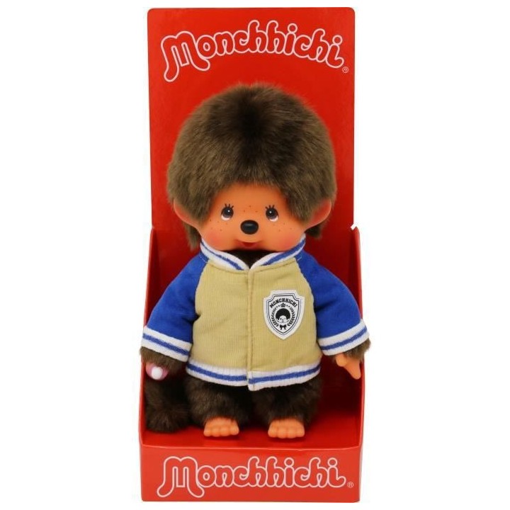 Bandai - Peluche Monchhichi Veste Teddy 20 cm