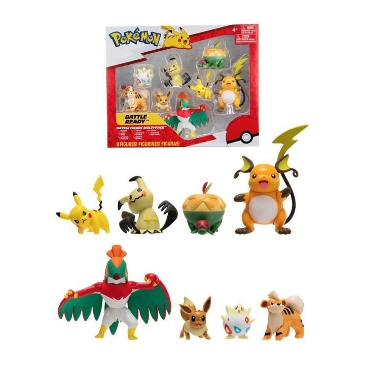 8 figurines Battle BANDAI - Pokémon - Pikachu, Evoli, Dratatin, Togep
