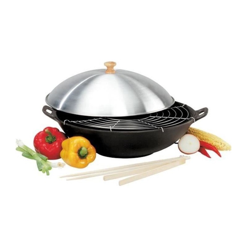 BAUMALU - 382860 - Wok fonte - Diametre 36cm - 4 pieces - Noir