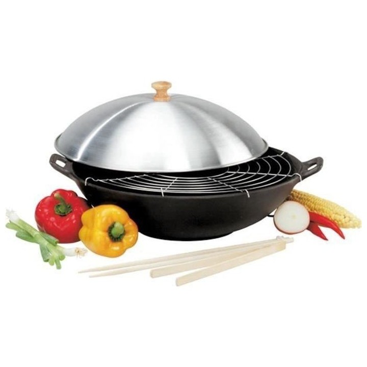 BAUMALU - 382860 - Wok fonte - Diametre 36cm - 4 pieces - Noir