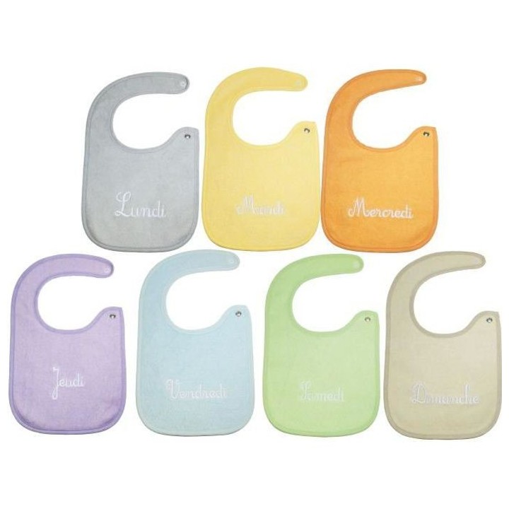 BABYCALIN Lot de 7 bavoirs Naissance Journalier - 17 x 29 cm