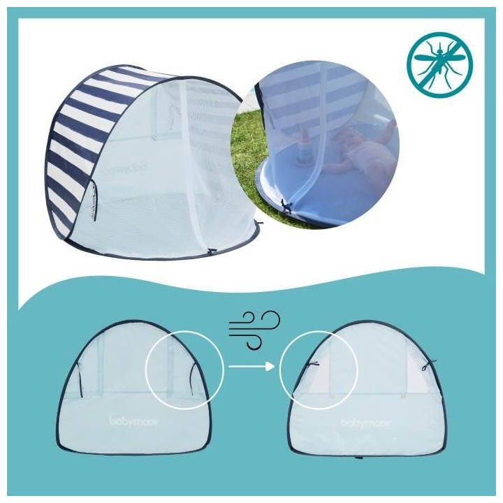 Babymoov Tente Anti-UV FPS 50+ Mariniere - Moustiquaire intégrée