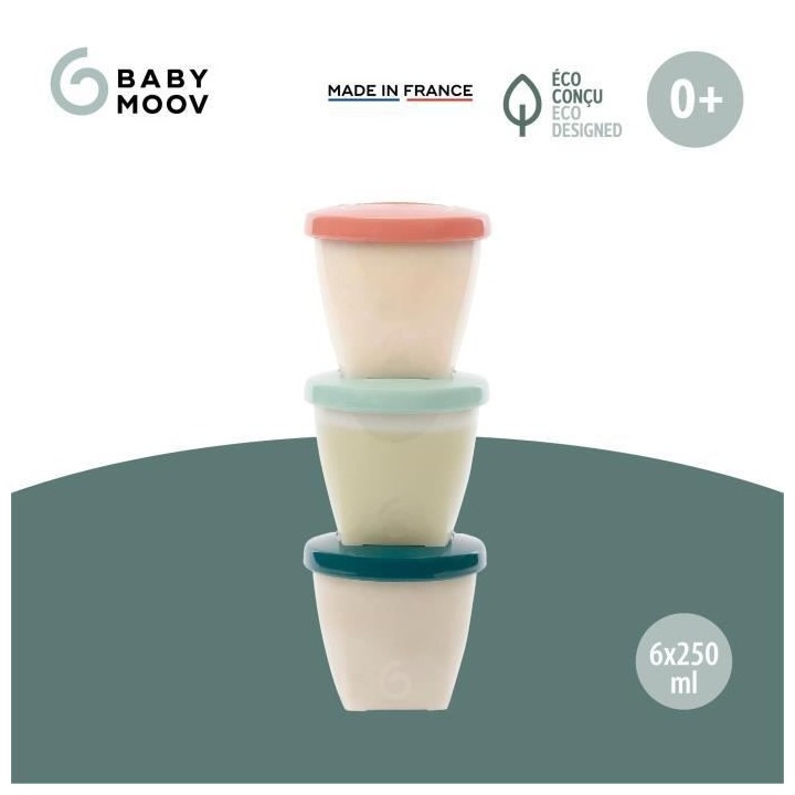Babymoov Pots de conservation Babybols Biosourcés - Lot de 6x250ml