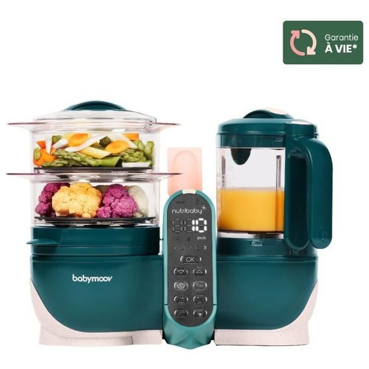 Babymoov Nutribaby+ - Robot Multifonctions 6 en 1 - Cuiseur-vapeur/Mix