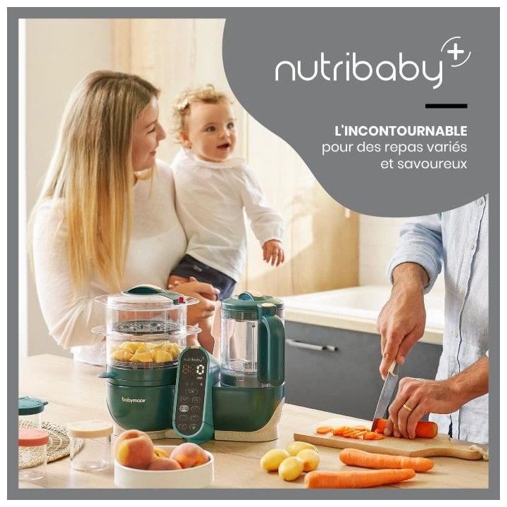 Babymoov Nutribaby+ - Robot Multifonctions 6 en 1 - Cuiseur-vapeur/Mix