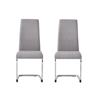 JANE Lot de 2 chaises - Pied chromé - Tissu gris - L 42 x P 56 x H 99