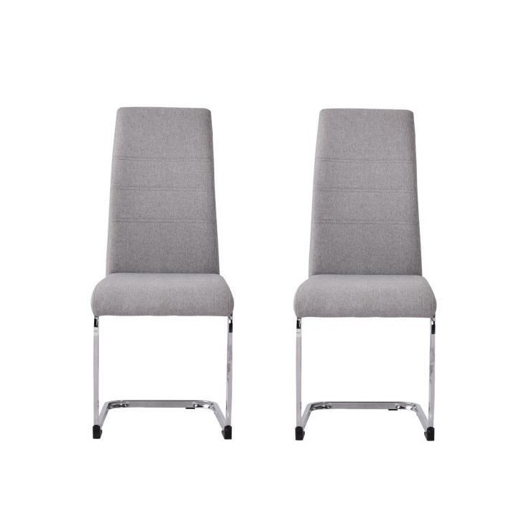 JANE Lot de 2 chaises - Pied chromé - Tissu gris - L 42 x P 56 x H 99