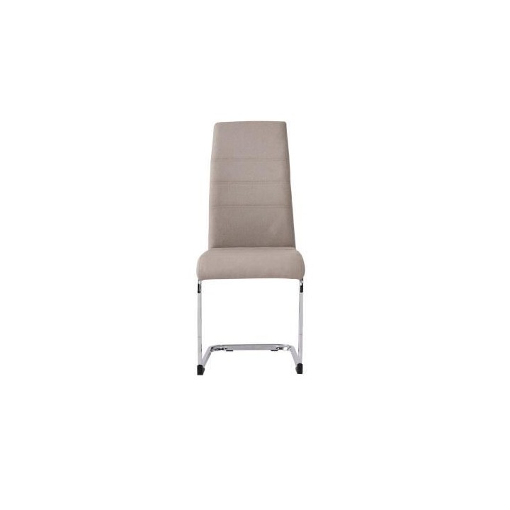 JANE Lot de 2 chaises - Pied chromé - Tissu taupe - L 42 x P 56 x H 9