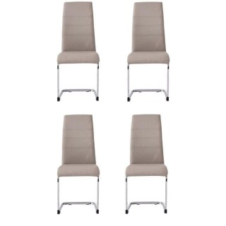 JANE Lot de 4 chaises - Pied chromé - Tissu taupe - L 42 x P 56 x H 9