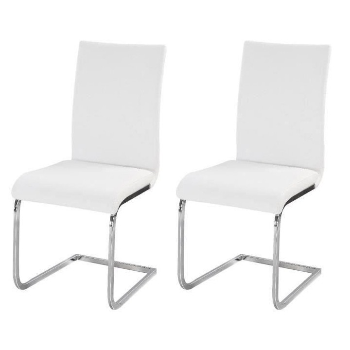 LEA Lot de 2 chaises de salle a manger - Simili blanc - Style contempo