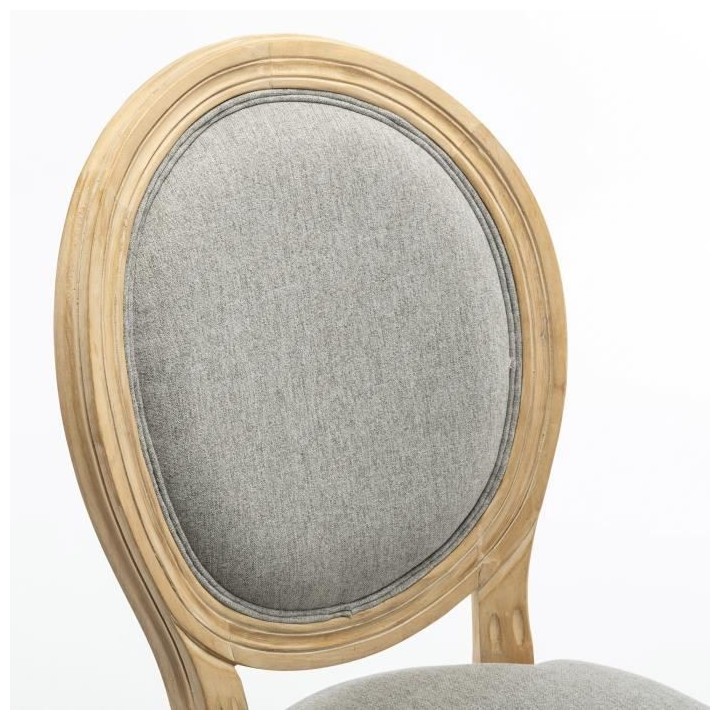 GRETA Lot de 2 chaises de salle a manger - Pied bois - Tissu Gris - L