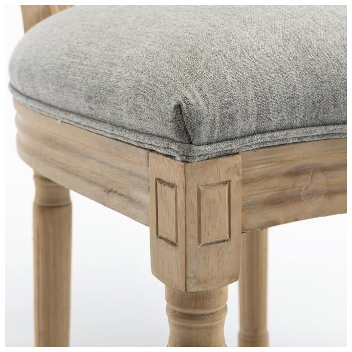 GRETA Lot de 2 chaises de salle a manger - Pied bois - Tissu Gris - L