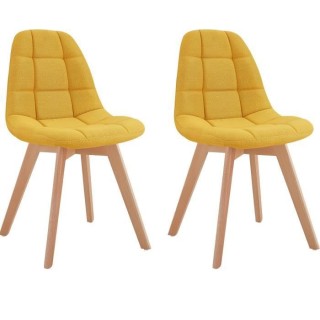 ANYA Lot de 2 chaises de salle a manger - Style scandinave - Tissu Jau