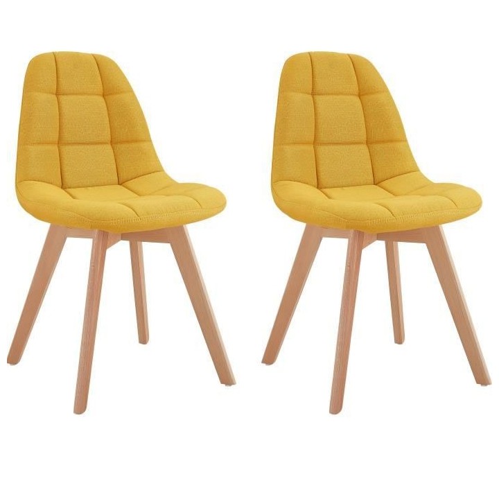 ANYA Lot de 2 chaises de salle a manger - Style scandinave - Tissu Jau
