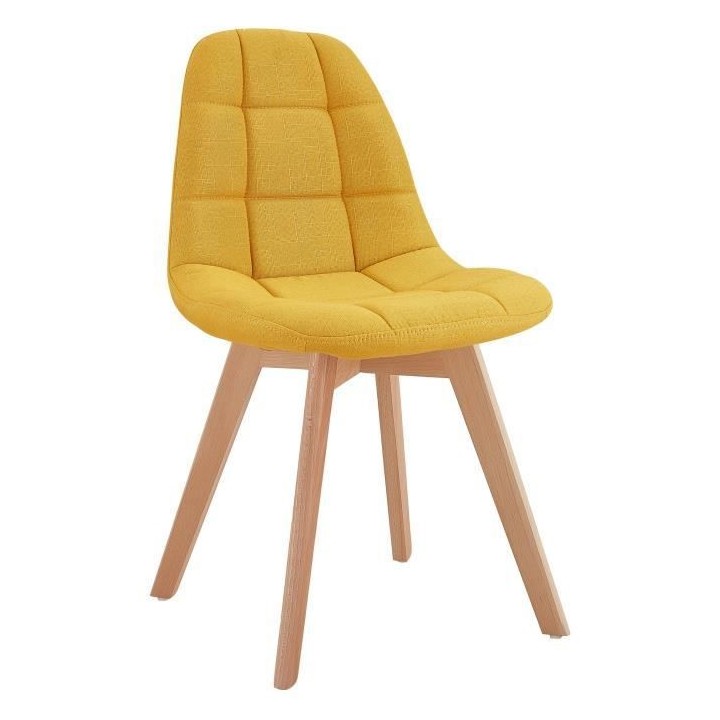 ANYA Lot de 2 chaises de salle a manger - Style scandinave - Tissu Jau