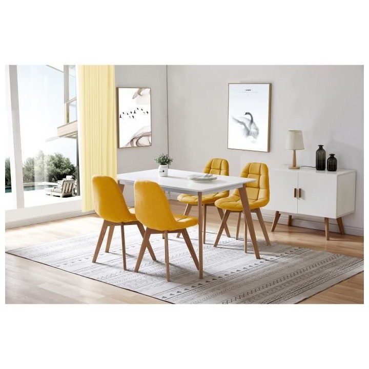 ANYA Lot de 2 chaises de salle a manger - Style scandinave - Tissu Jau