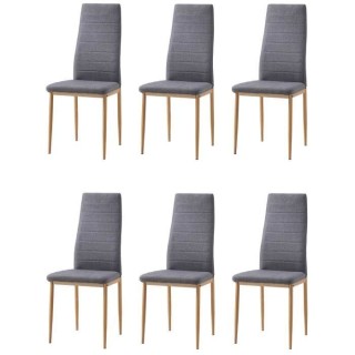 LAUREATE Lot de 6 chaises de salle a manger en métal effet bois - Tis