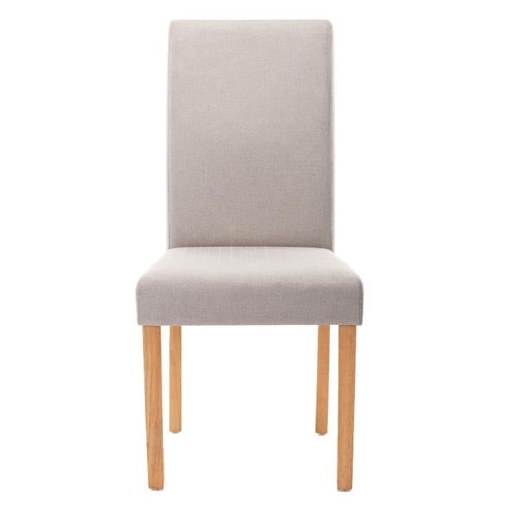 ELYNA Lot de 2 chaises de salle a manger - Tissu lin - Pied bois natur