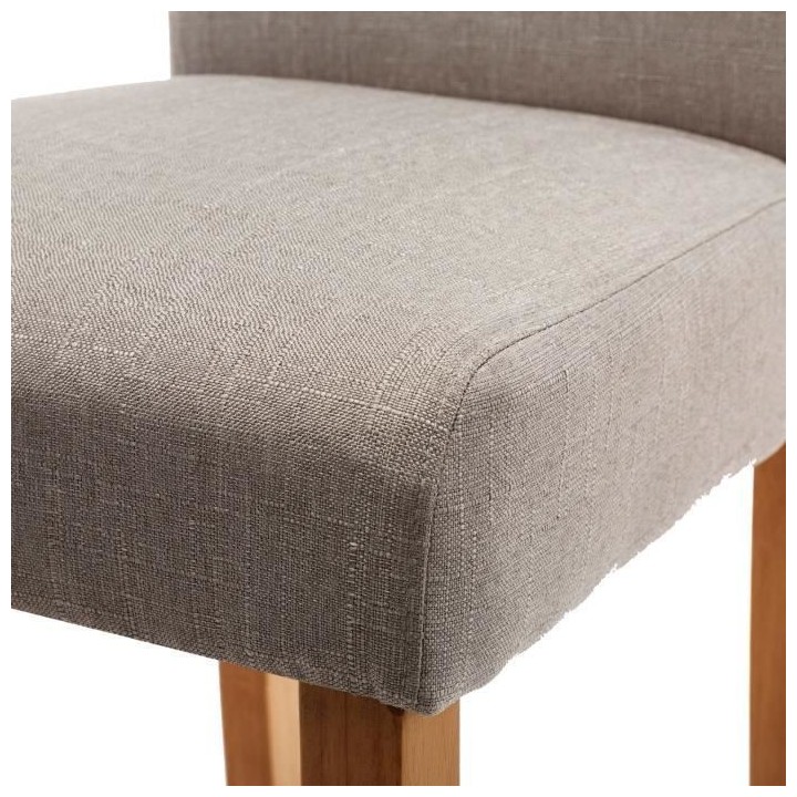 ELYNA Lot de 2 chaises de salle a manger - Tissu lin - Pied bois natur