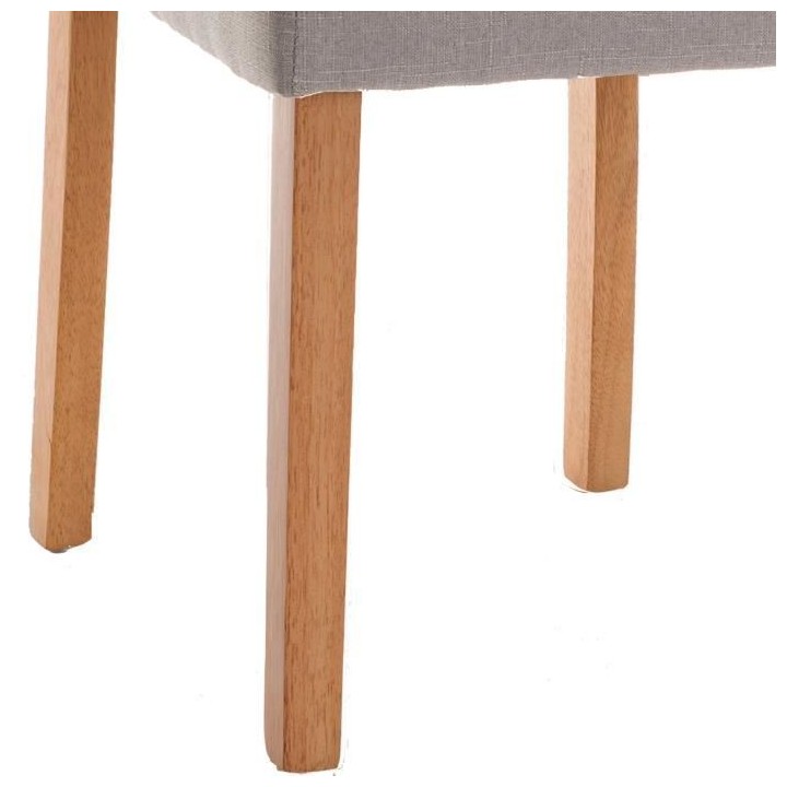 ELYNA Lot de 2 chaises de salle a manger - Tissu lin - Pied bois natur
