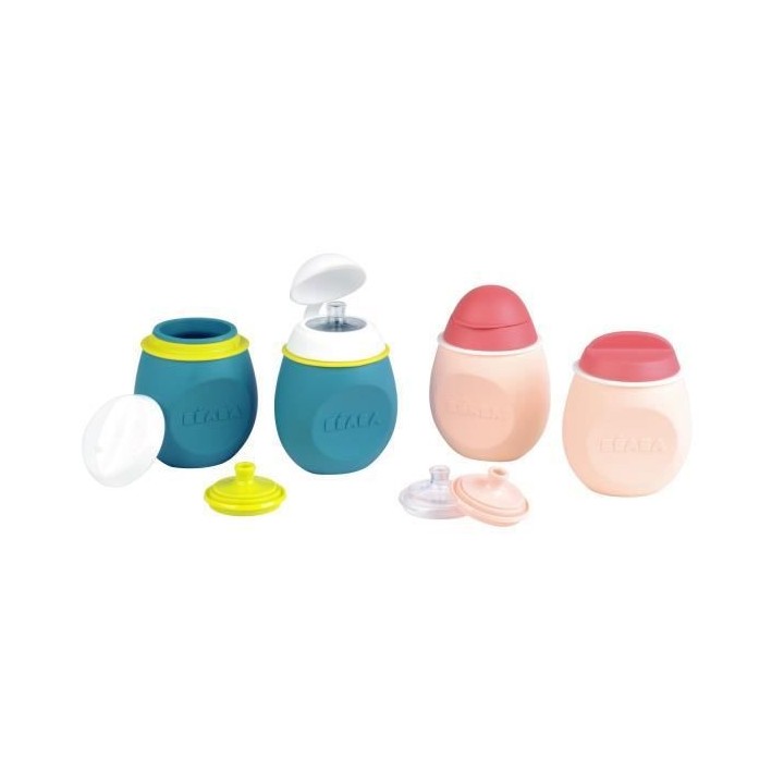 Béaba Portion Set BabySqueez' 2 en 1 et Squeez'Portion Bleu 180ml