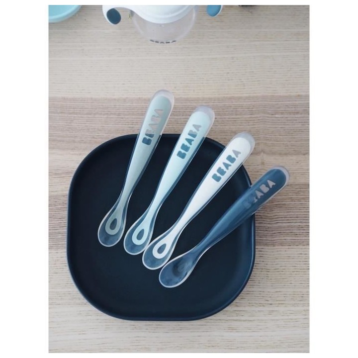 Béaba Repas Set de 4 Cuillleres Silicone 1er Âge Rainbow