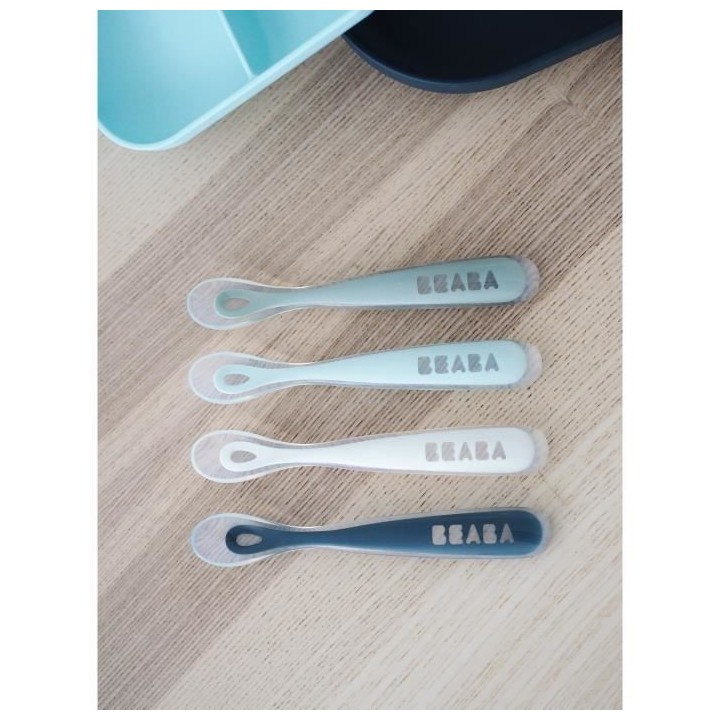 Béaba Repas Set de 4 Cuillleres Silicone 1er Âge Rainbow
