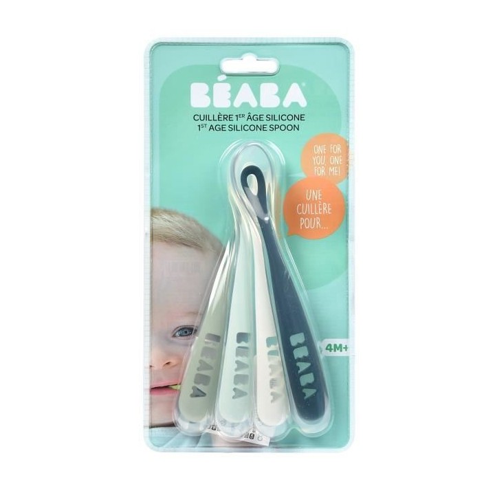 Béaba Repas Set de 4 Cuillleres Silicone 1er Âge Rainbow