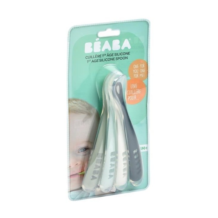 Béaba Repas Set de 4 Cuillleres Silicone 1er Âge Rainbow