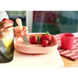 Béaba Repas Assiette Ventouse en Silicone Rose