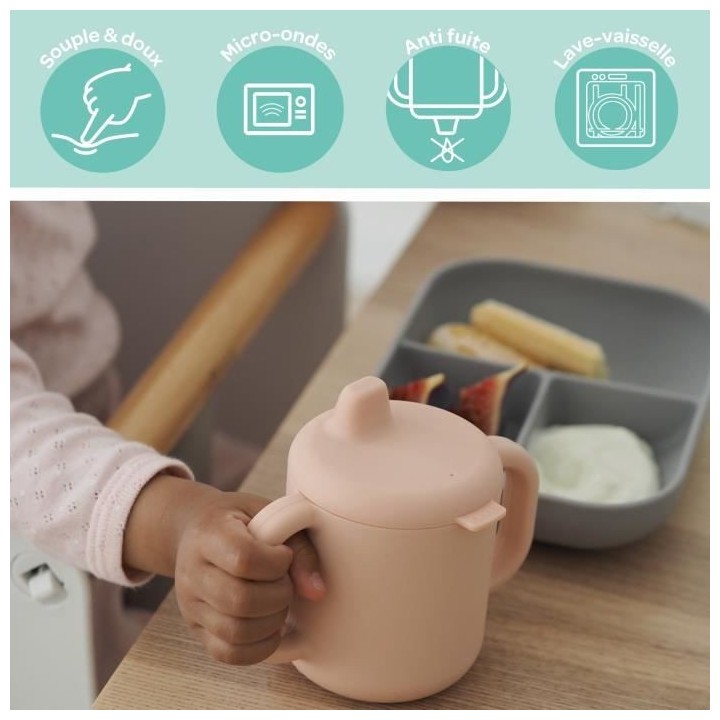 BEABA, Tasse d'apprentissage silicone pink