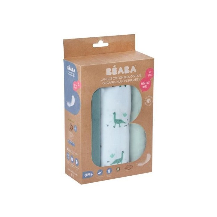 Béaba Maison Lange en Coton Jurassique 3 unités